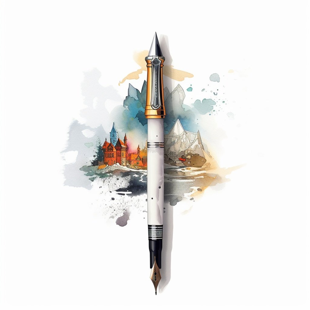 an ilustration of a pen with colors on the background