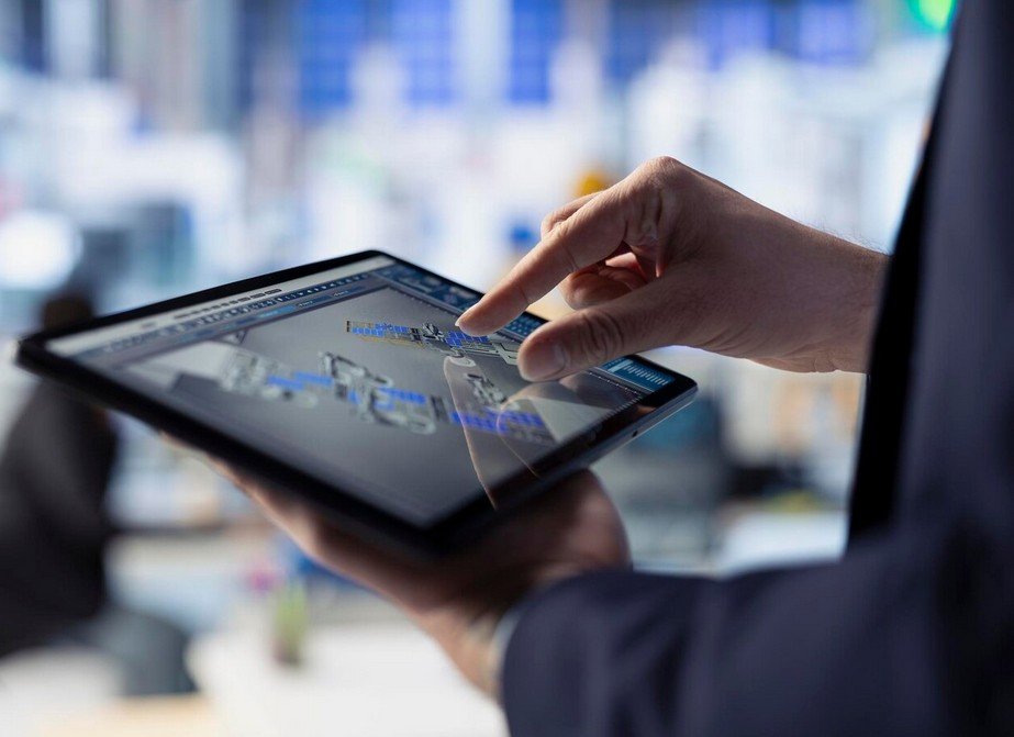 person checking a tablet