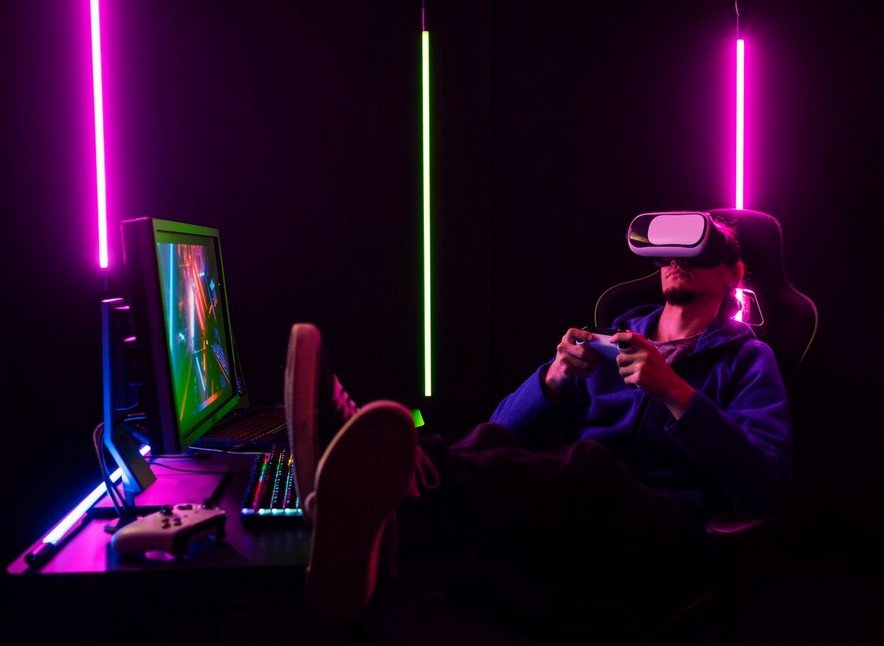 a gamer playing online