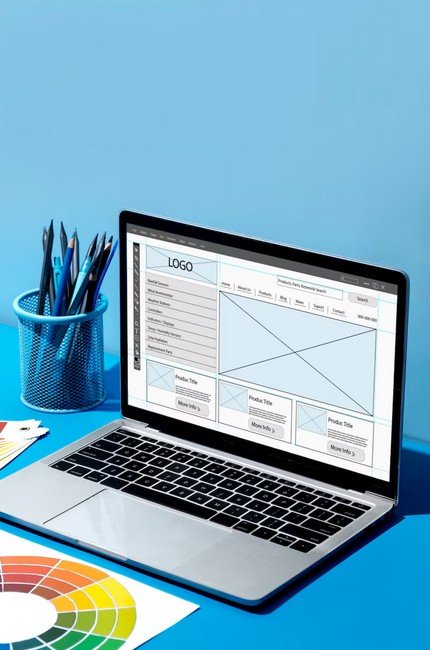 a laptop monitor showing website diagram
